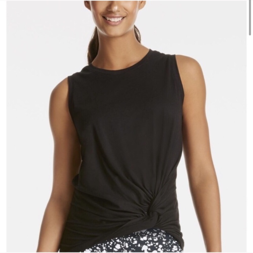 Fabletics Black Twist Knot Workout Tank Workout